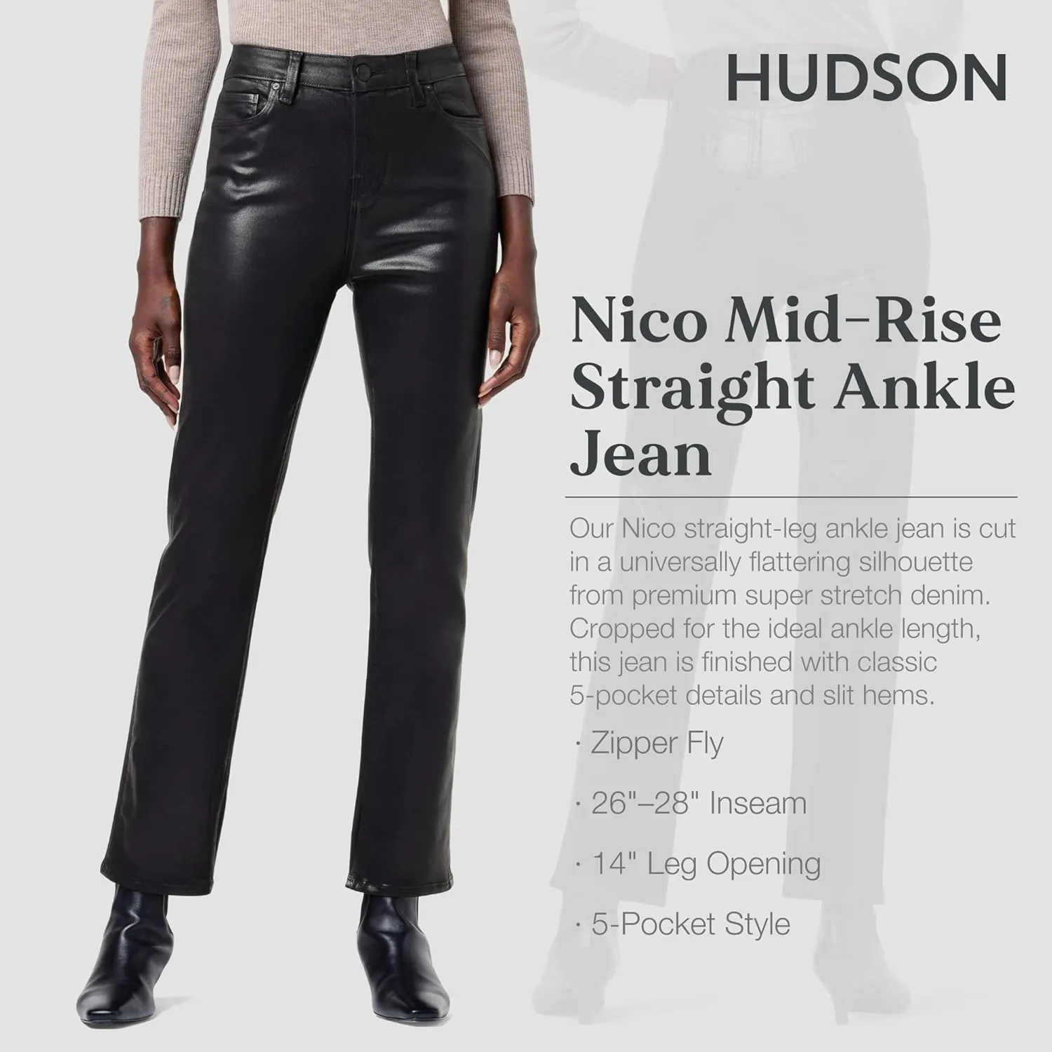 HUDSON Women's Nico Mid-Rise Straight Leg Ankle Jean