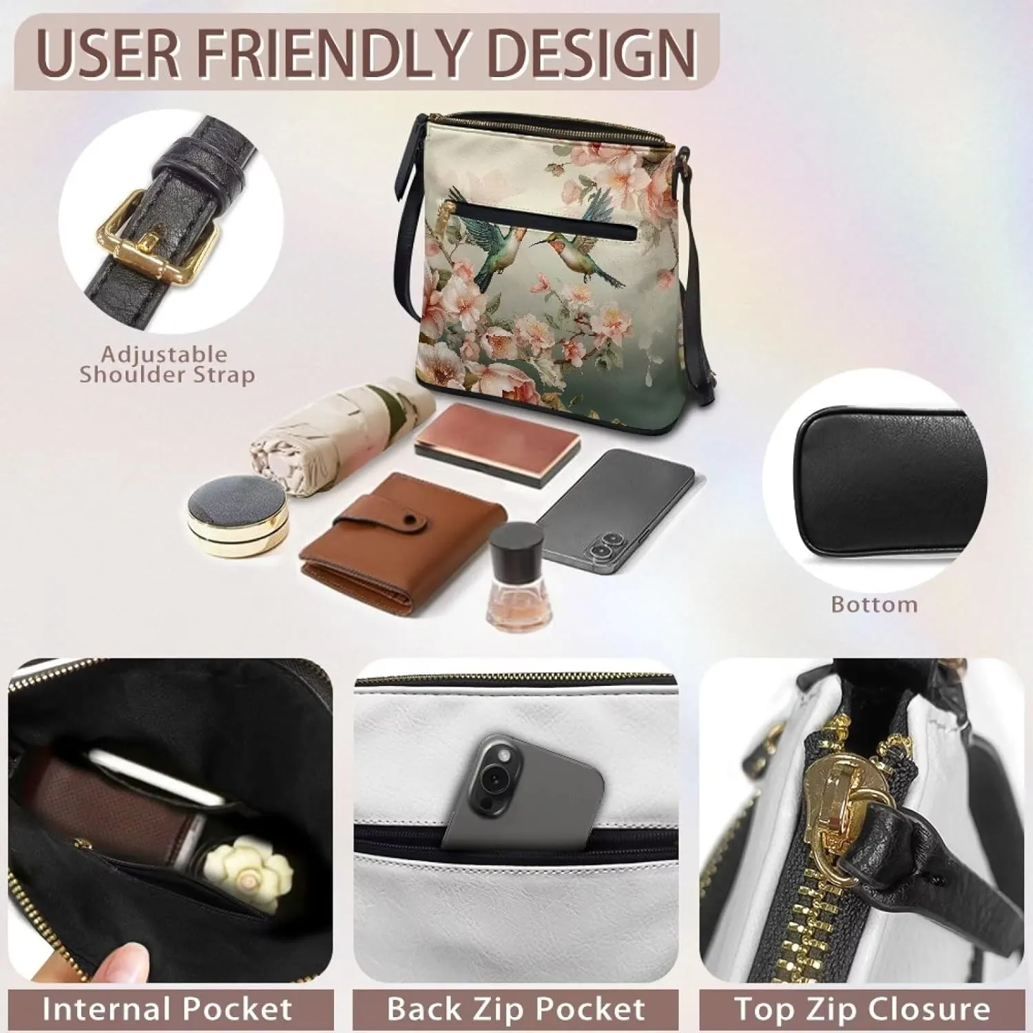 HUGS IDEA Crossbody Purse for Women Leather Satchel Bags Crossbody Shoulder Bag Tote Handbag