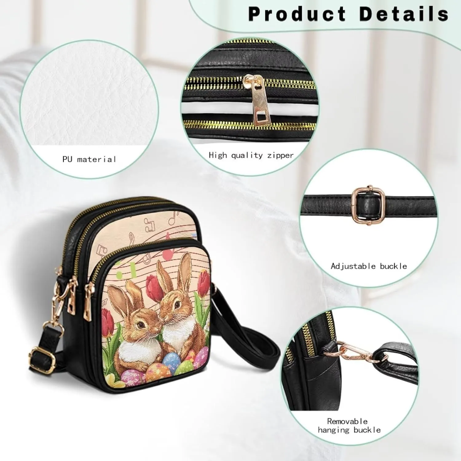 HUGS IDEA Small Women's Crossbody Bag Cell Phone Purse with Adjustable Shoulder Strap for Work Travel
