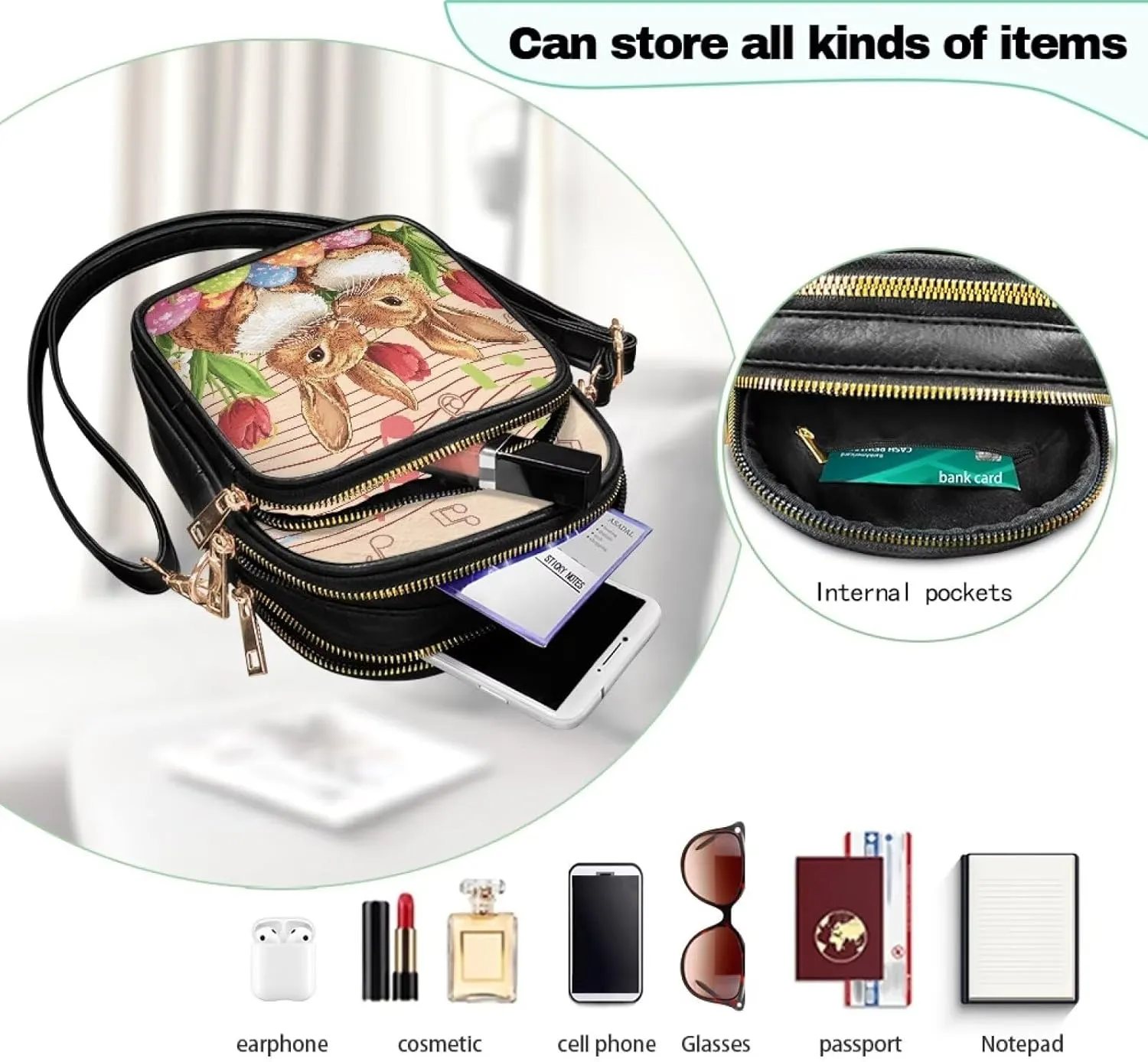 HUGS IDEA Small Women's Crossbody Bag Cell Phone Purse with Adjustable Shoulder Strap for Work Travel