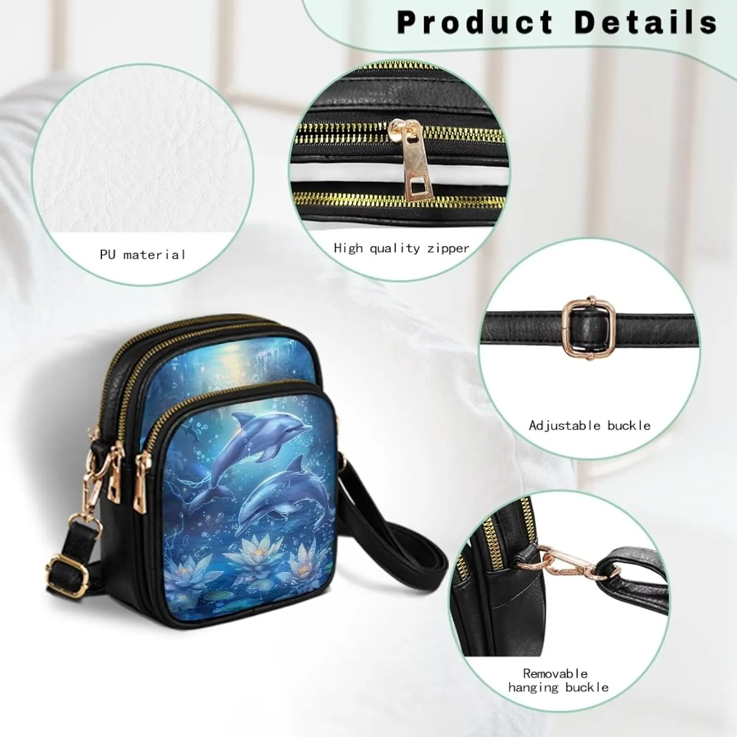 HUGS IDEA Small Women's Crossbody Bag Cell Phone Purse with Adjustable Shoulder Strap for Work Travel