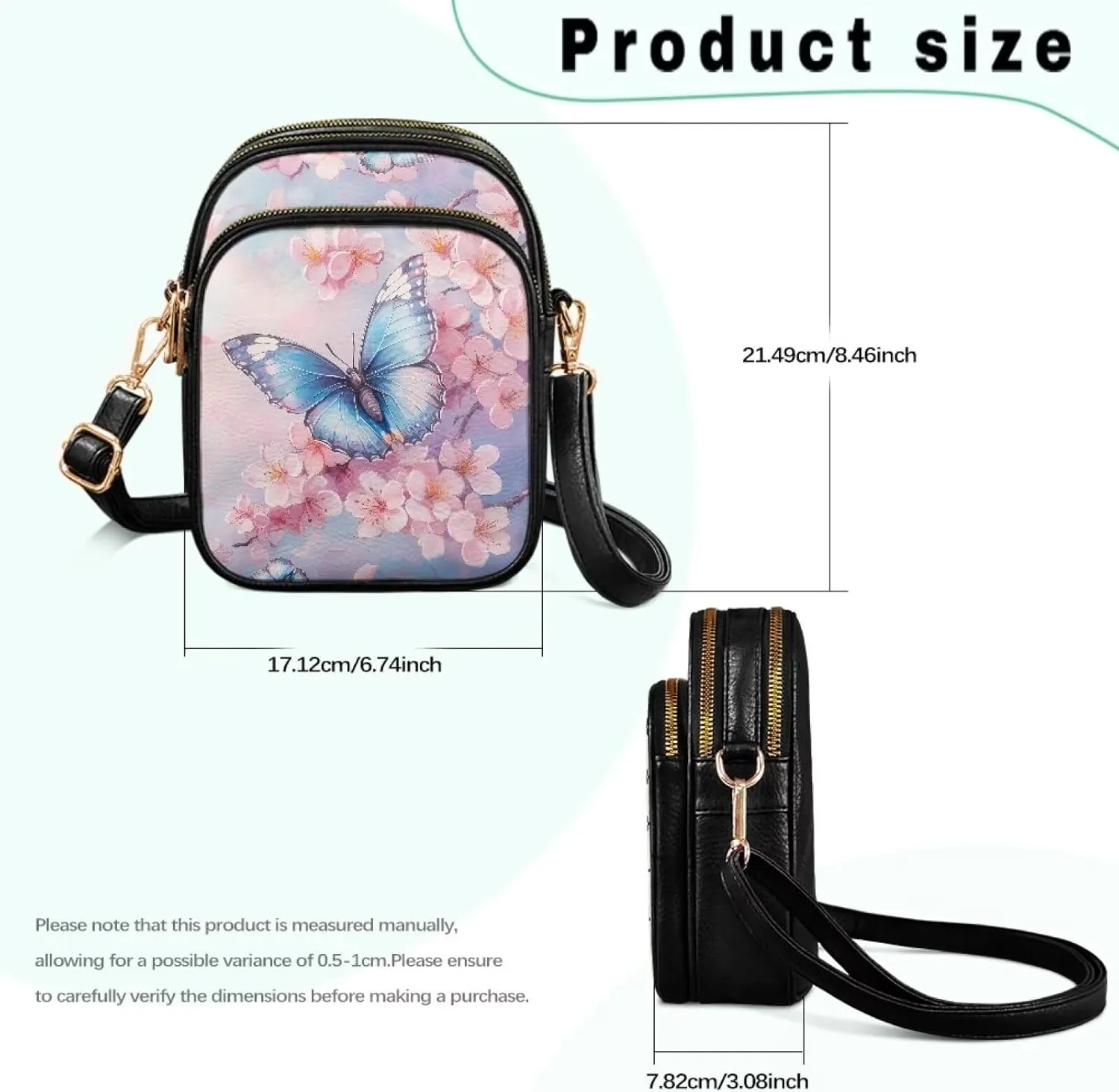 HUGS IDEA Small Women's Crossbody Bag Cell Phone Purse with Adjustable Shoulder Strap for Work Travel