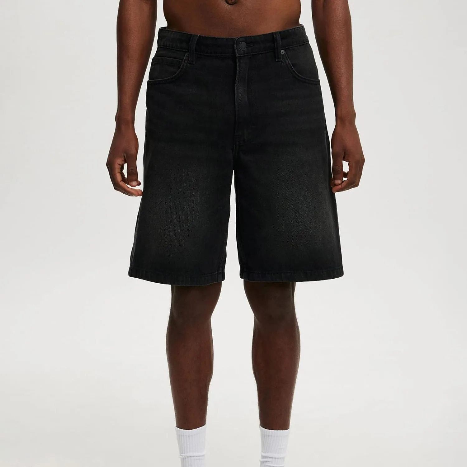 Hulpvktsgiq Baggy Jean Shorts for Men Casual Loose Fit Hip Hop Skateboard Denim Shorts