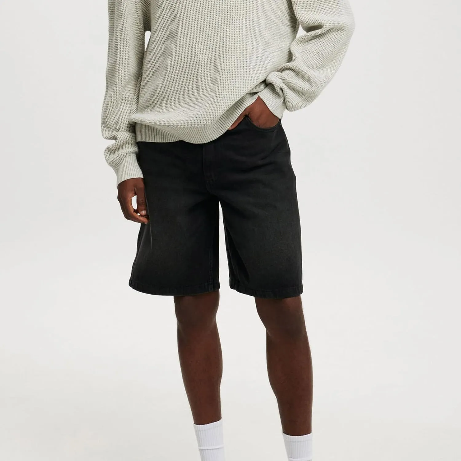 Hulpvktsgiq Baggy Jean Shorts for Men Casual Loose Fit Hip Hop Skateboard Denim Shorts