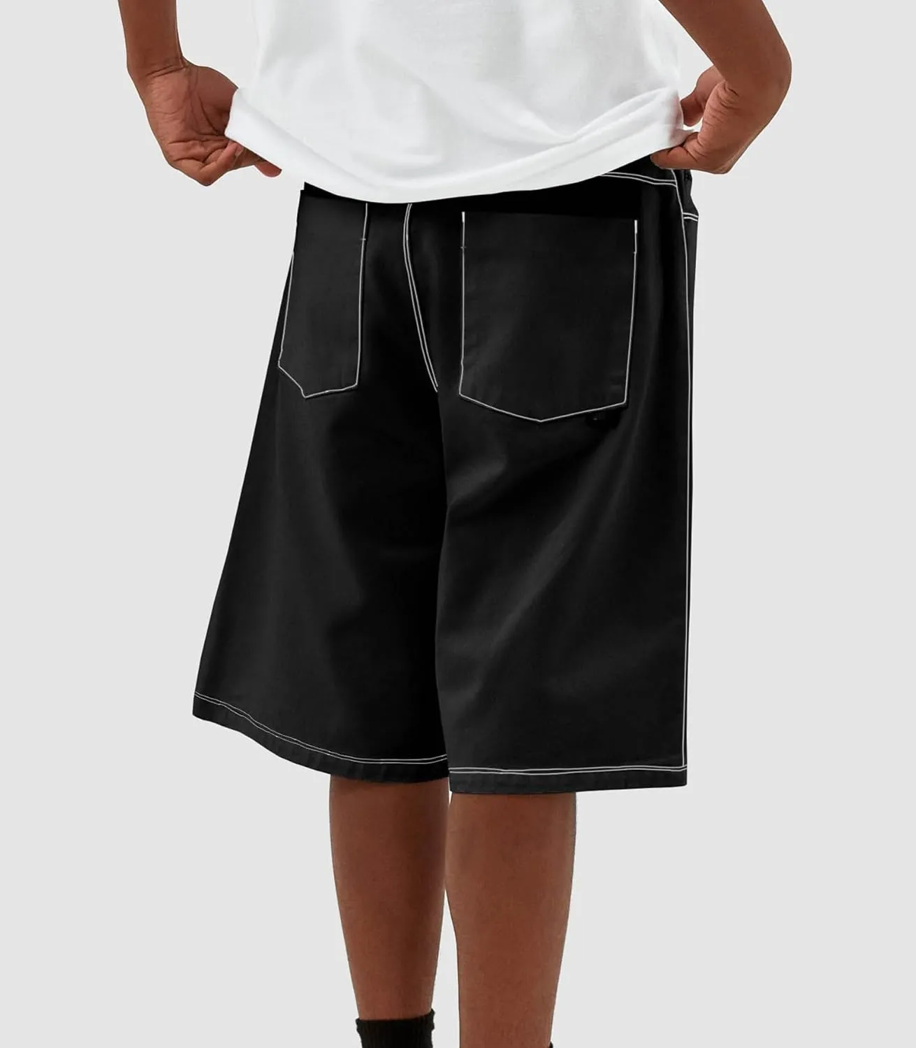 Hulpvktsgiq Baggy Jean Shorts for Men Casual Loose Fit Hip Hop Skateboard Denim Shorts