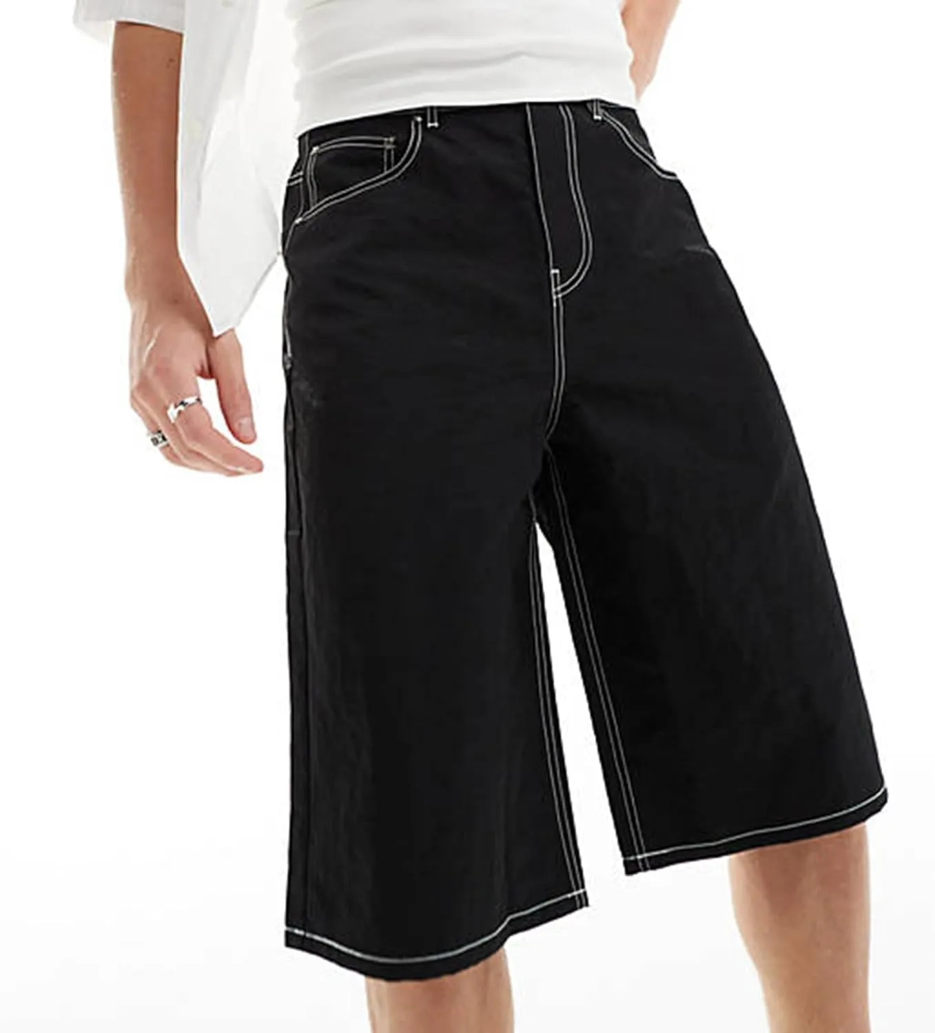 Hulpvktsgiq Baggy Jean Shorts for Men Casual Loose Fit Hip Hop Skateboard Denim Shorts