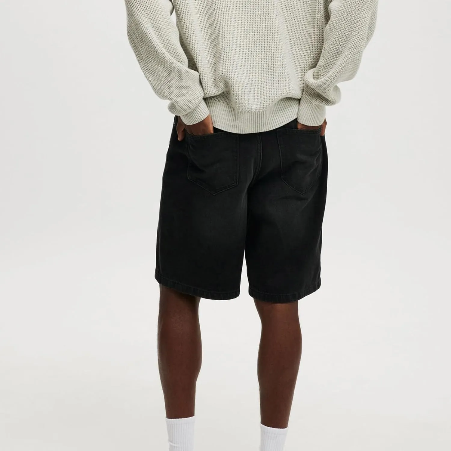 Hulpvktsgiq Baggy Jean Shorts for Men Casual Loose Fit Hip Hop Skateboard Denim Shorts