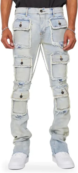 Hulpvktsgiq Jeans for Men Ripped Stretch Fit Skinny Stacked Rhinestone Jeans Slim Fit Denim Pants Fashion Trousers Streetwear