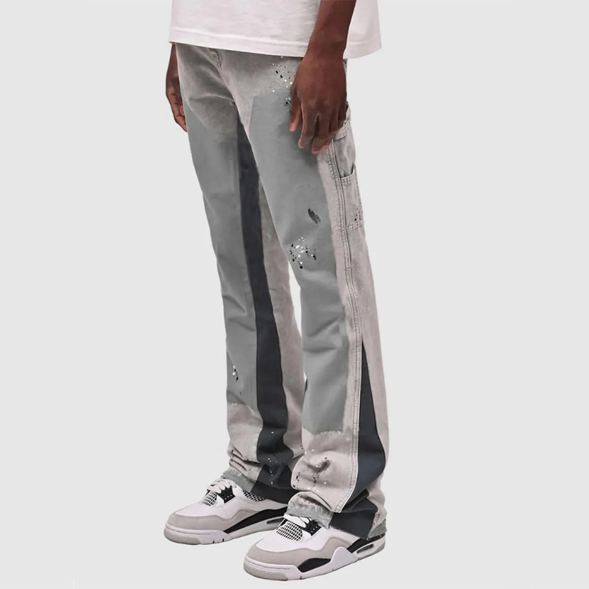 Hulpvktsgiq Jeans for Men Ripped Stretch Fit Skinny Stacked Rhinestone Jeans Slim Fit Denim Pants Fashion Trousers Streetwear