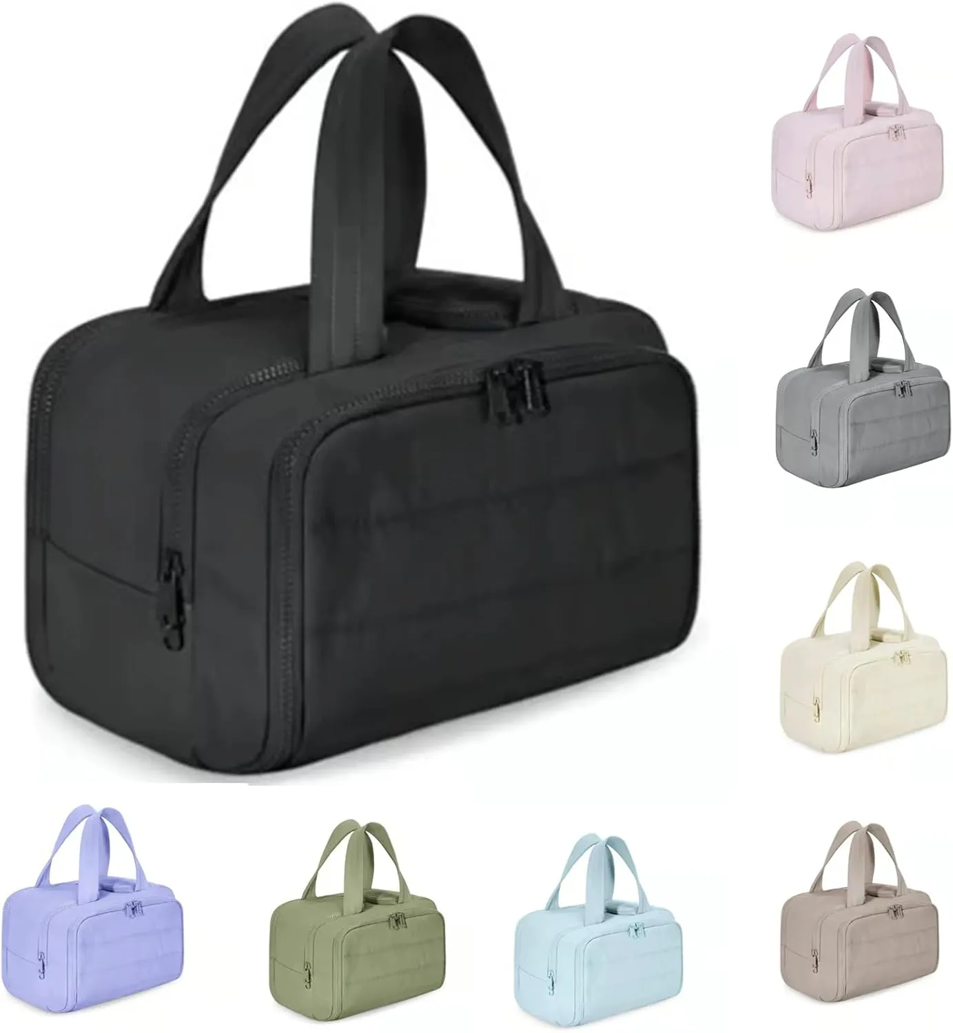 Humidity Travel Cosmetic Bag, Humidityt Large Capacity Wide-Open Travel Cosmetic Bag, 0.6lb Lightweight, For Womentraveling, Essentials Toiletries (Black)