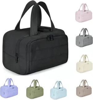 Humidity Travel Cosmetic Bag, Humidityt Large Capacity Wide-Open Travel Cosmetic Bag, 0.6lb Lightweight, For Womentraveling, Essentials Toiletries (Black)