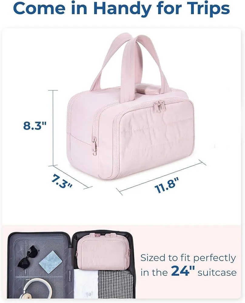 Humidity Travel Cosmetic Bag, Humidityt Large Capacity Wide-Open Travel Cosmetic Bag, 0.6lb Lightweight, For Womentraveling, Essentials Toiletries (Black)