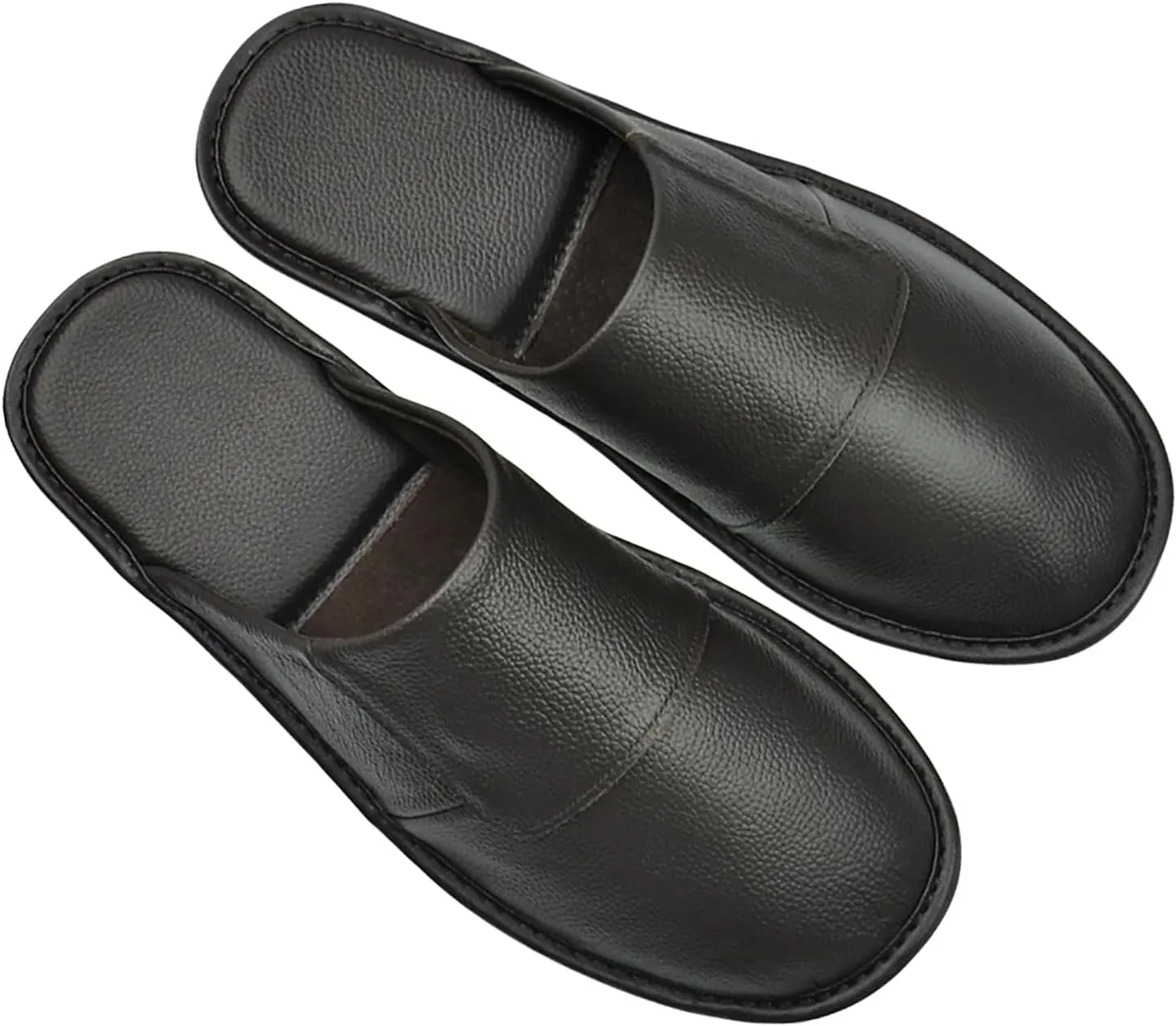 Hwayslon Leather Slippers Men's Women's Leather Room Slippers Natural Cowhide Luxury Solid Color Unisex