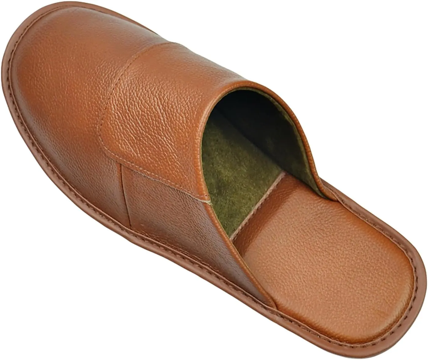 Hwayslon Leather Slippers Men's Women's Leather Room Slippers Natural Cowhide Luxury Solid Color Unisex