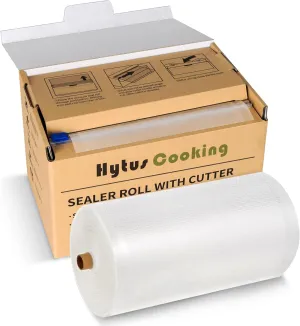 HytusCooking 8" x 150' Vacuum Seal Rolls with Cutter Dispenser Heavy Duty Food Storage Bags for Sous Vide and Meal Prep for Freezer and Long Term Preservation BPA-Free