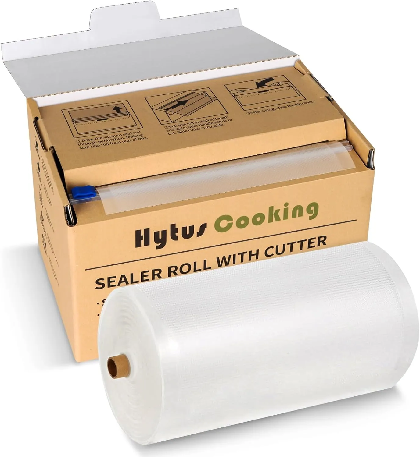 HytusCooking 8" x 150' Vacuum Seal Rolls with Cutter Dispenser Heavy Duty Food Storage Bags for Sous Vide and Meal Prep for Freezer and Long Term Preservation BPA-Free