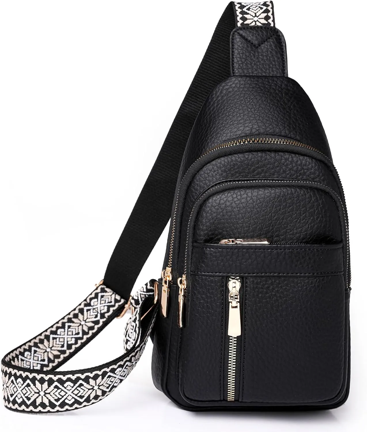 I IHAYNER Small Sling Bag for Women Vegan Leather Fanny Pack Crossbody Bag for Women Casual Daypack for Travel Chest Bag Black