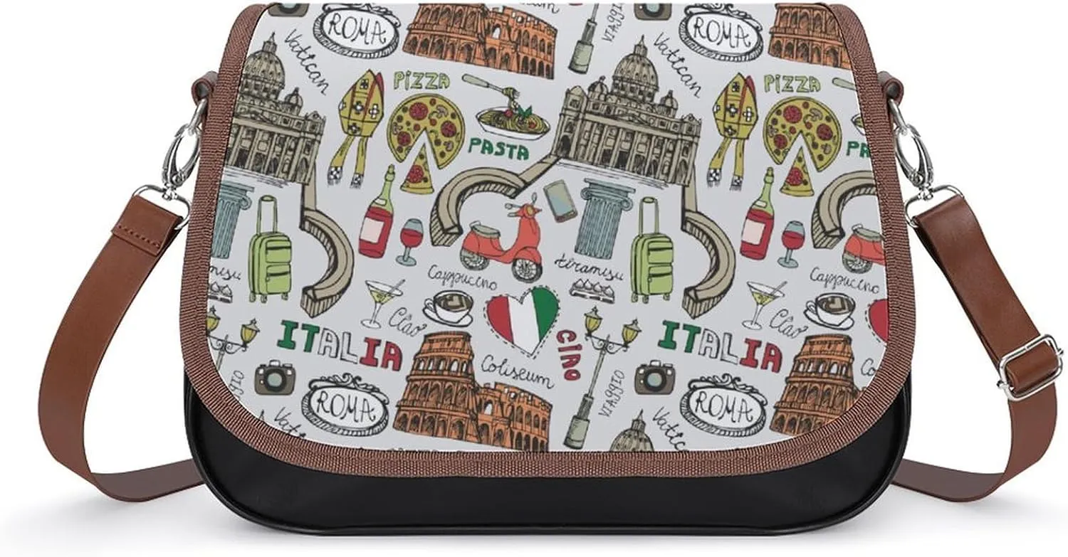 Icon for Rome Italy Women's Printed Wallet Leather Crossbody Bag with Adjustable Strap Shoulder Bag