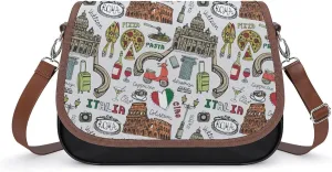 Icon for Rome Italy Women's Printed Wallet Leather Crossbody Bag with Adjustable Strap Shoulder Bag