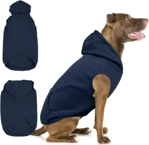 IECOii XL Dog Sweater & Pullover Hoodie for Large Dogs, Warm Fleece Layer with Hood for Cold Weather, Boys & Girls Blue, Size XL