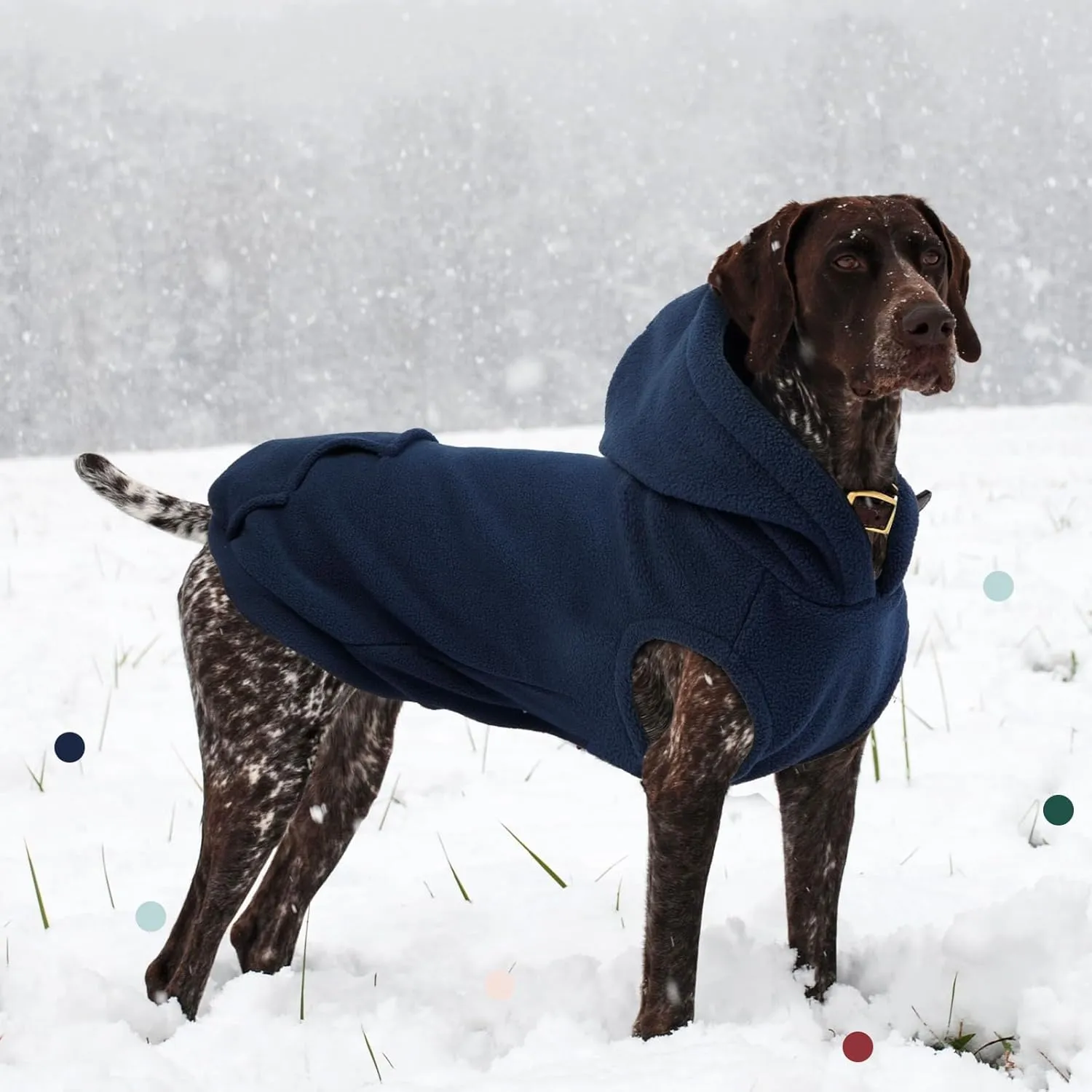 IECOii XL Dog Sweater & Pullover Hoodie for Large Dogs, Warm Fleece Layer with Hood for Cold Weather, Boys & Girls Blue, Size XL