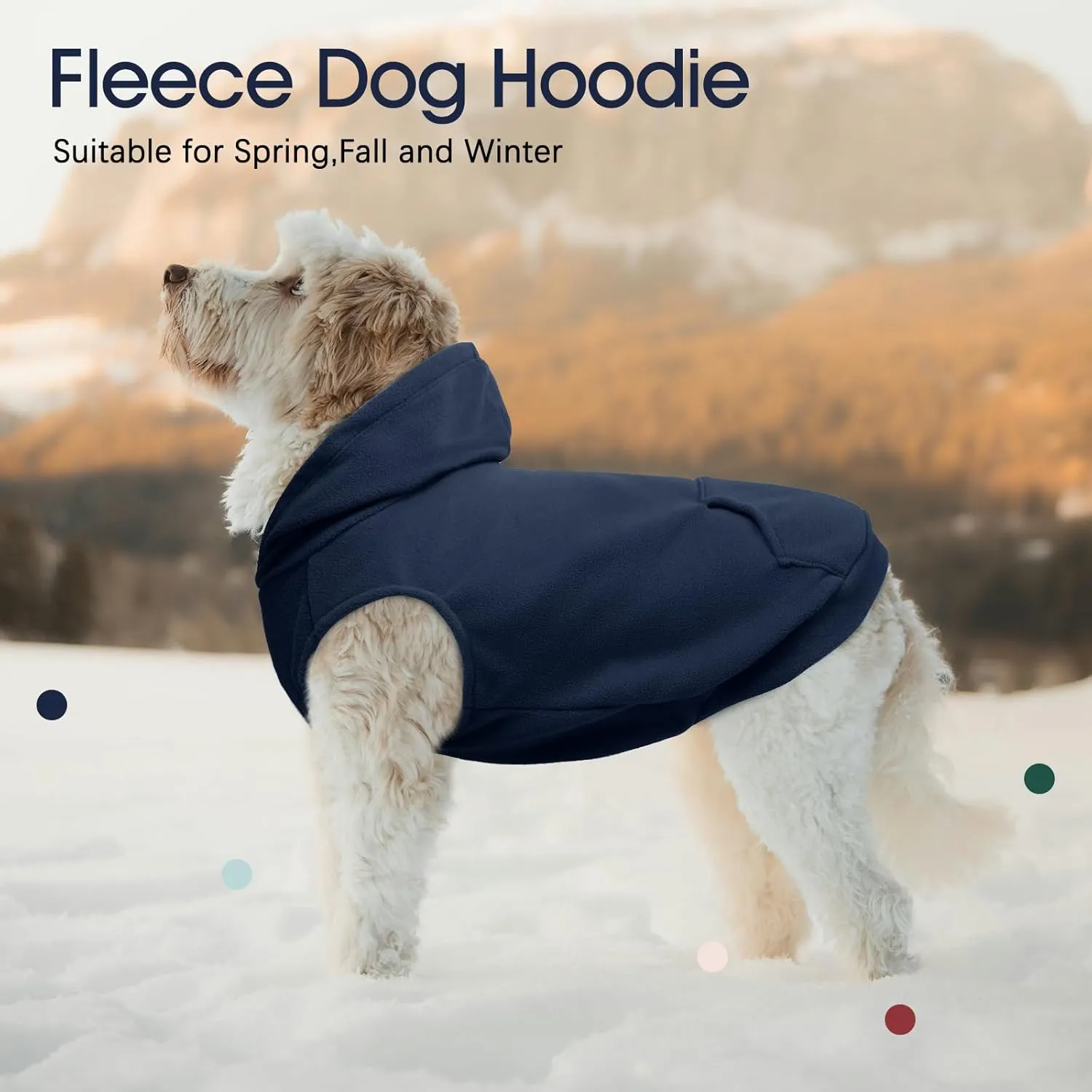 IECOii XL Dog Sweater & Pullover Hoodie for Large Dogs, Warm Fleece Layer with Hood for Cold Weather, Boys & Girls Blue, Size XL