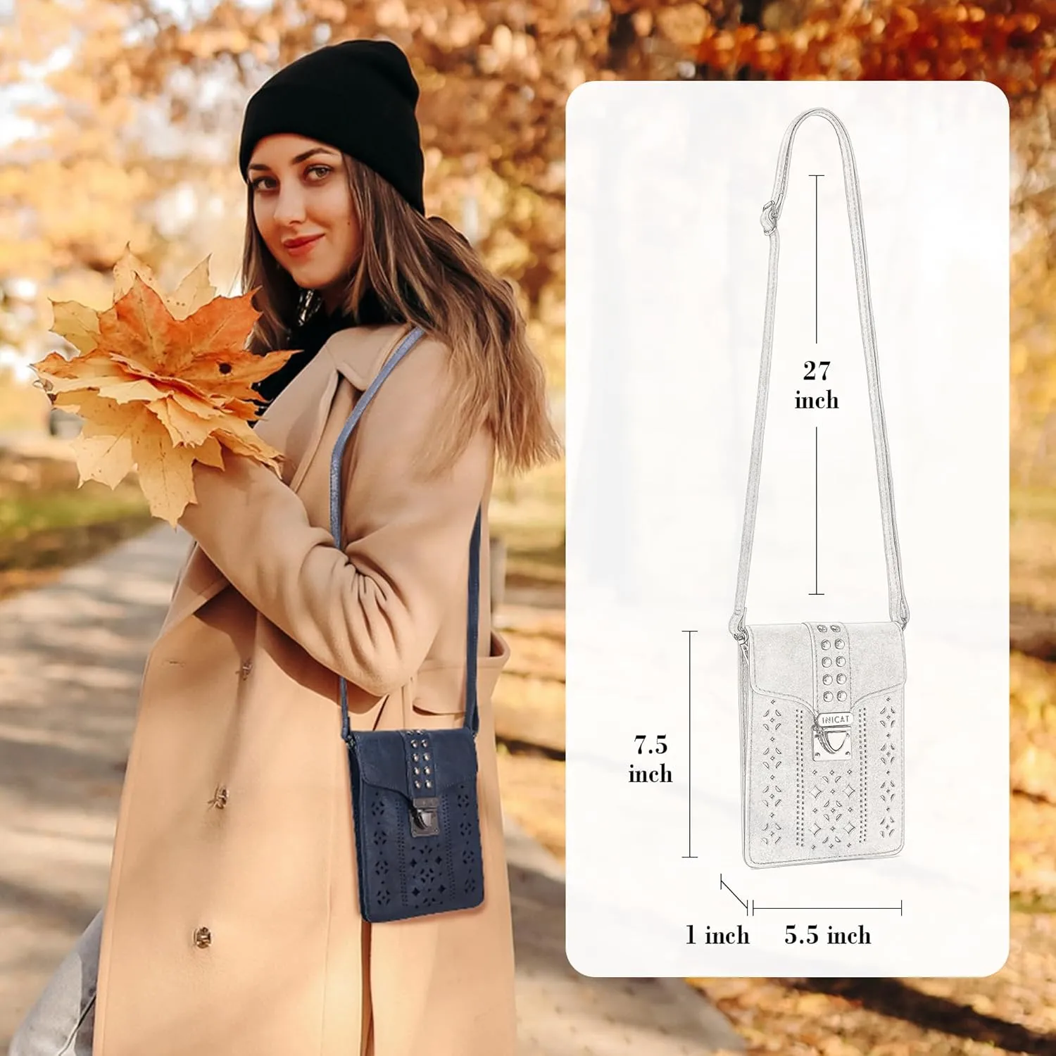 INICAT Small Crossbody Bags for Women Gifts for Teenage Girls Leather Cell Phone Purse