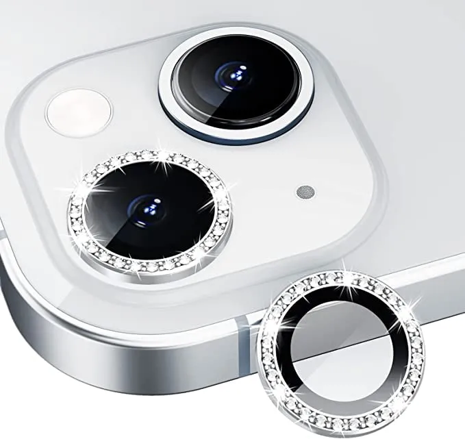 iPhone 13 Series Diamond Camera Lens Protector for Apple  | HD Clear Real Glass Protection   Metal Alloy Full Fit Lens Ring Cover
