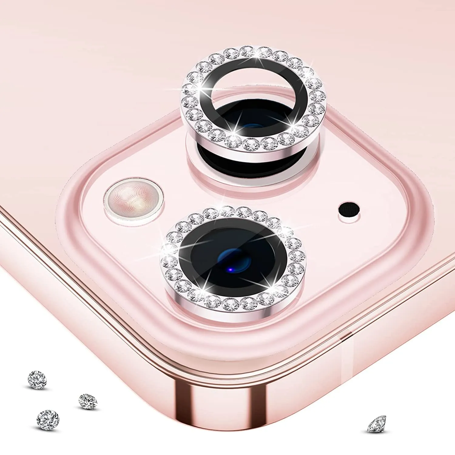 iPhone 13 Series Diamond Camera Lens Protector for Apple  | HD Clear Real Glass Protection   Metal Alloy Full Fit Lens Ring Cover