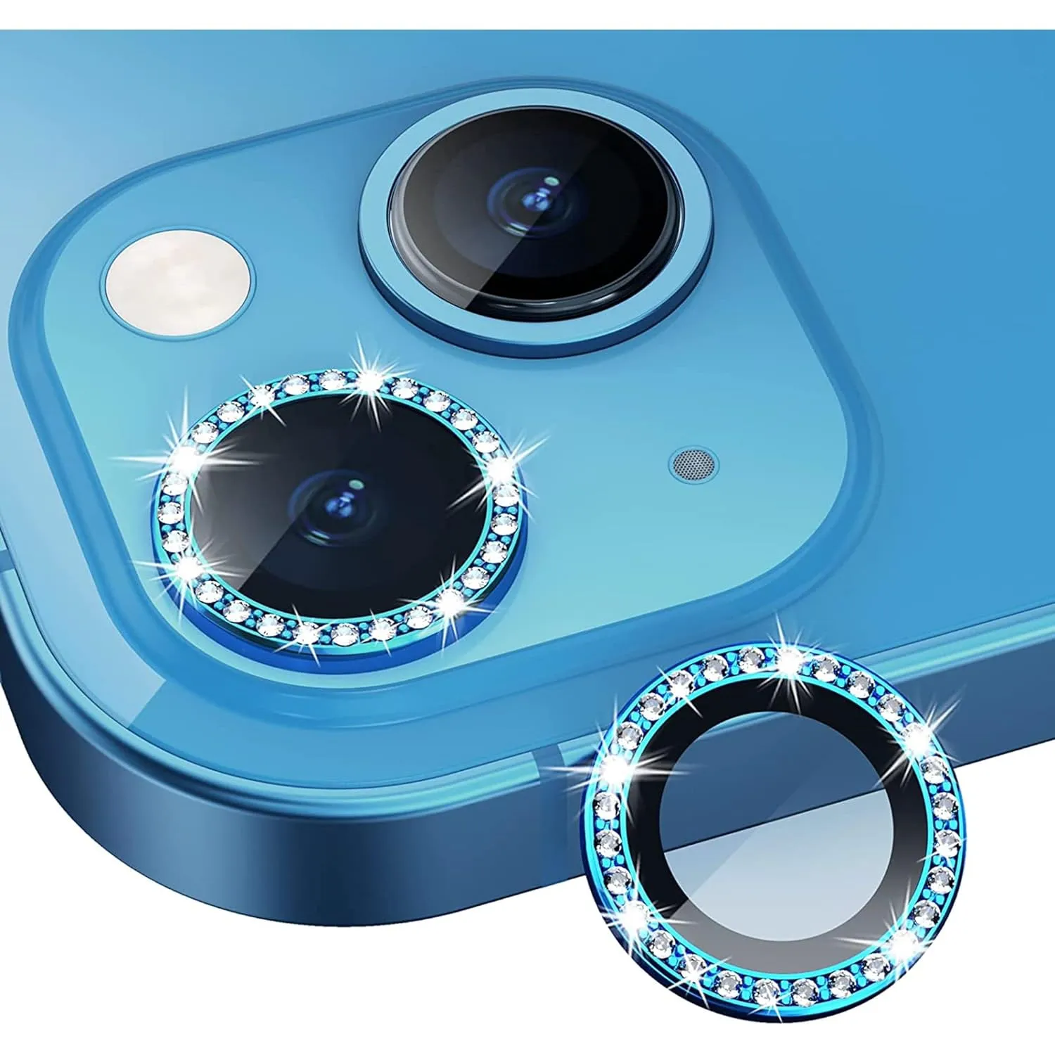 iPhone 13 Series Diamond Camera Lens Protector for Apple  | HD Clear Real Glass Protection   Metal Alloy Full Fit Lens Ring Cover