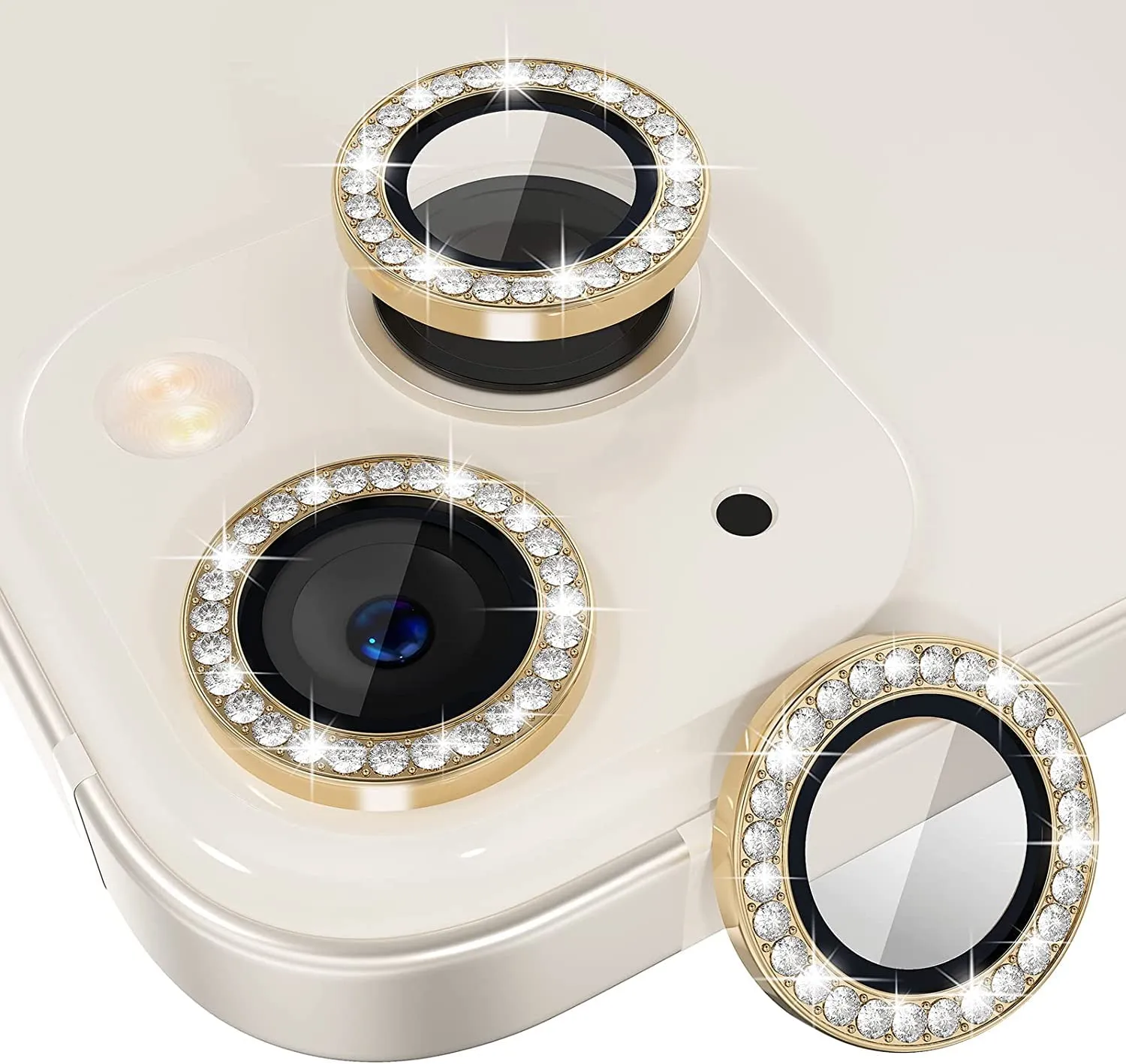 iPhone 13 Series Diamond Camera Lens Protector for Apple  | HD Clear Real Glass Protection   Metal Alloy Full Fit Lens Ring Cover