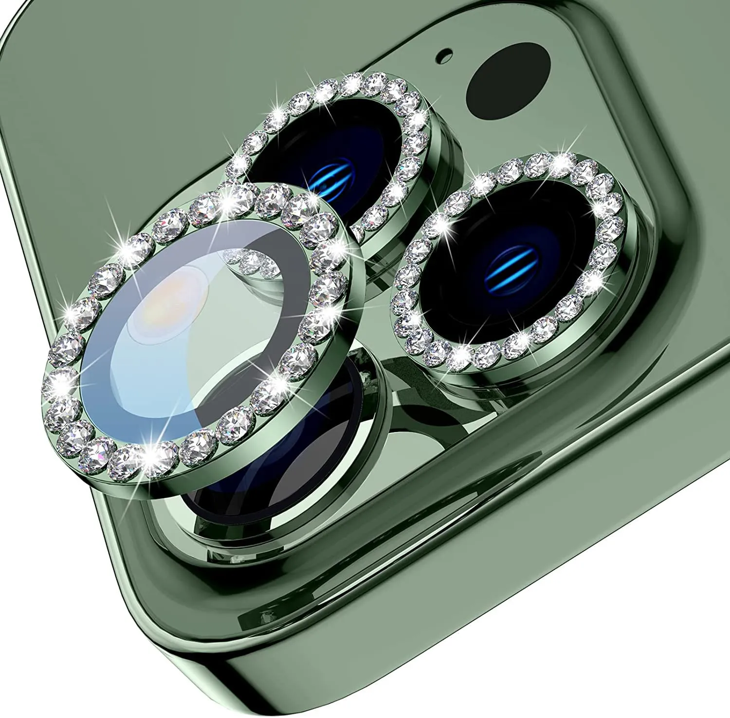 iPhone 13 Series Diamond Camera Lens Protector for Apple  | HD Clear Real Glass Protection   Metal Alloy Full Fit Lens Ring Cover