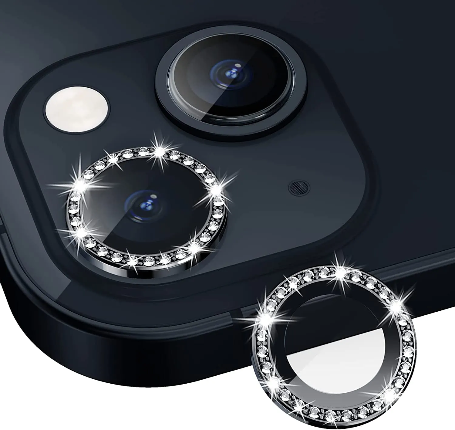 iPhone 13 Series Diamond Camera Lens Protector for Apple  | HD Clear Real Glass Protection   Metal Alloy Full Fit Lens Ring Cover