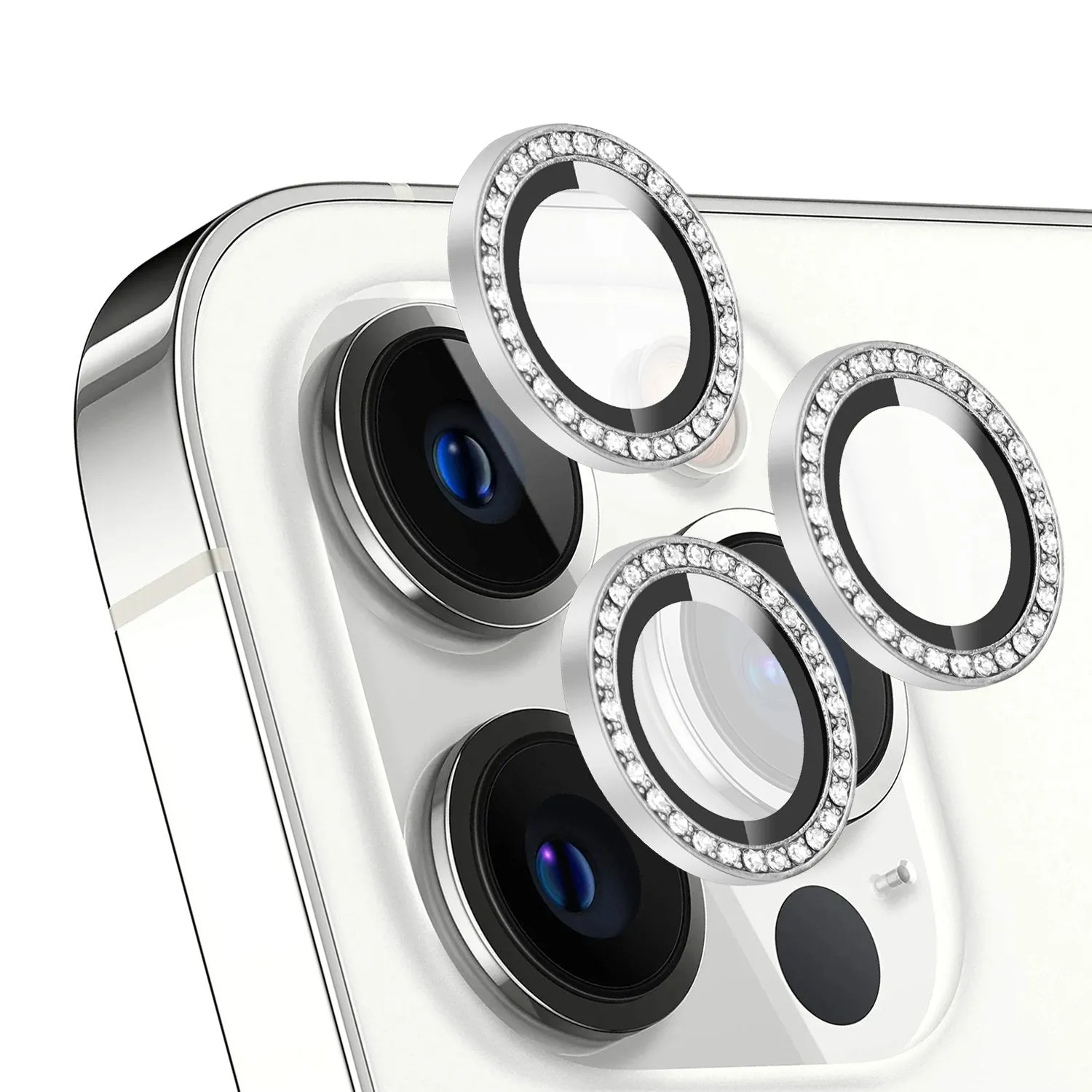 iPhone 13 Series Diamond Camera Lens Protector for Apple  | HD Clear Real Glass Protection   Metal Alloy Full Fit Lens Ring Cover
