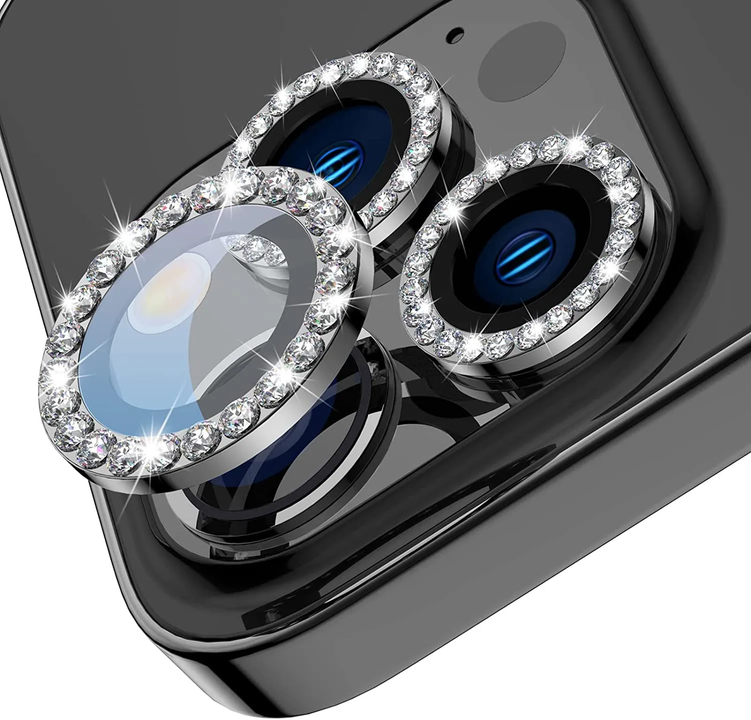 iPhone 13 Series Diamond Camera Lens Protector for Apple  | HD Clear Real Glass Protection   Metal Alloy Full Fit Lens Ring Cover