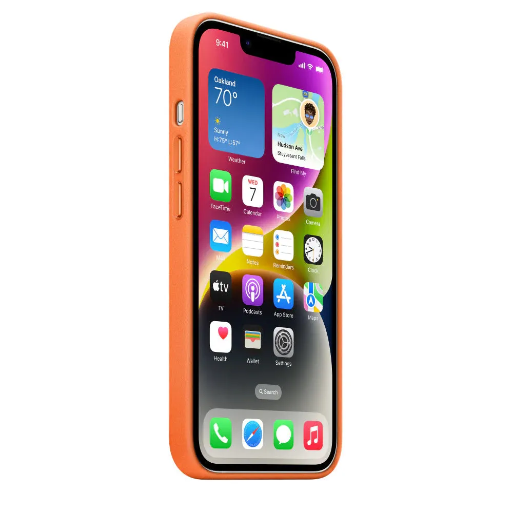 iPhone 14 Leather Case - Orange