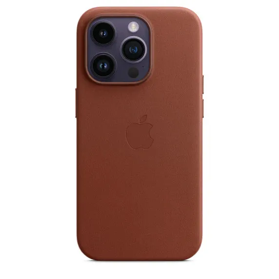 iPhone 14 Pro Leather Magsafe Case with IC Magsafe Notification Working - Umber Brown