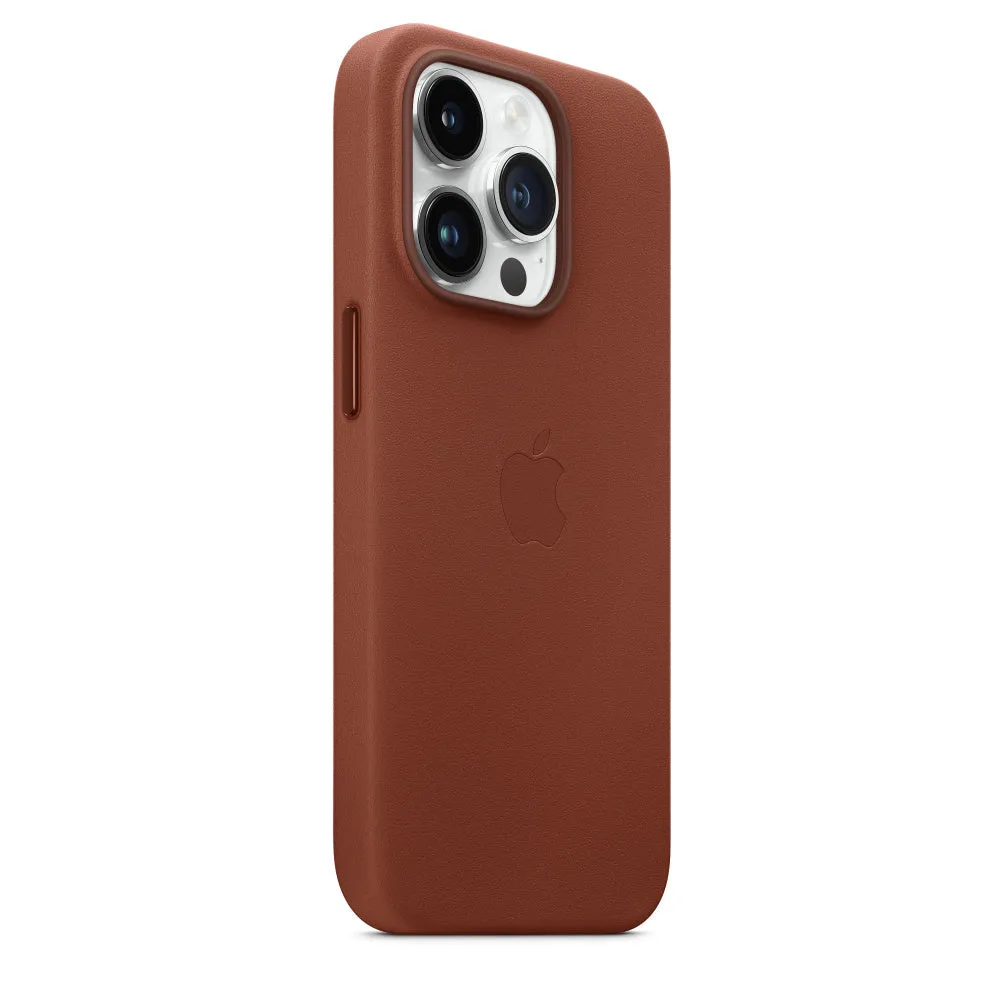 iPhone 14 Pro Max Leather Magsafe Case with IC Working (Animation) - Umber Brown