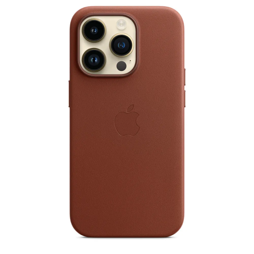 iPhone 14 Pro Max Leather Magsafe Case with IC Working (Animation) - Umber Brown