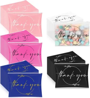 Ireer 100 Pcs Thank You Gift Makeup Bags EVA Clear Cosmetic Bag with Zipper Mini Makeup Thank You Toiletry Cosmetics Bulk Gifts for Women Birthday Daughter Sister(Mixed Colors)