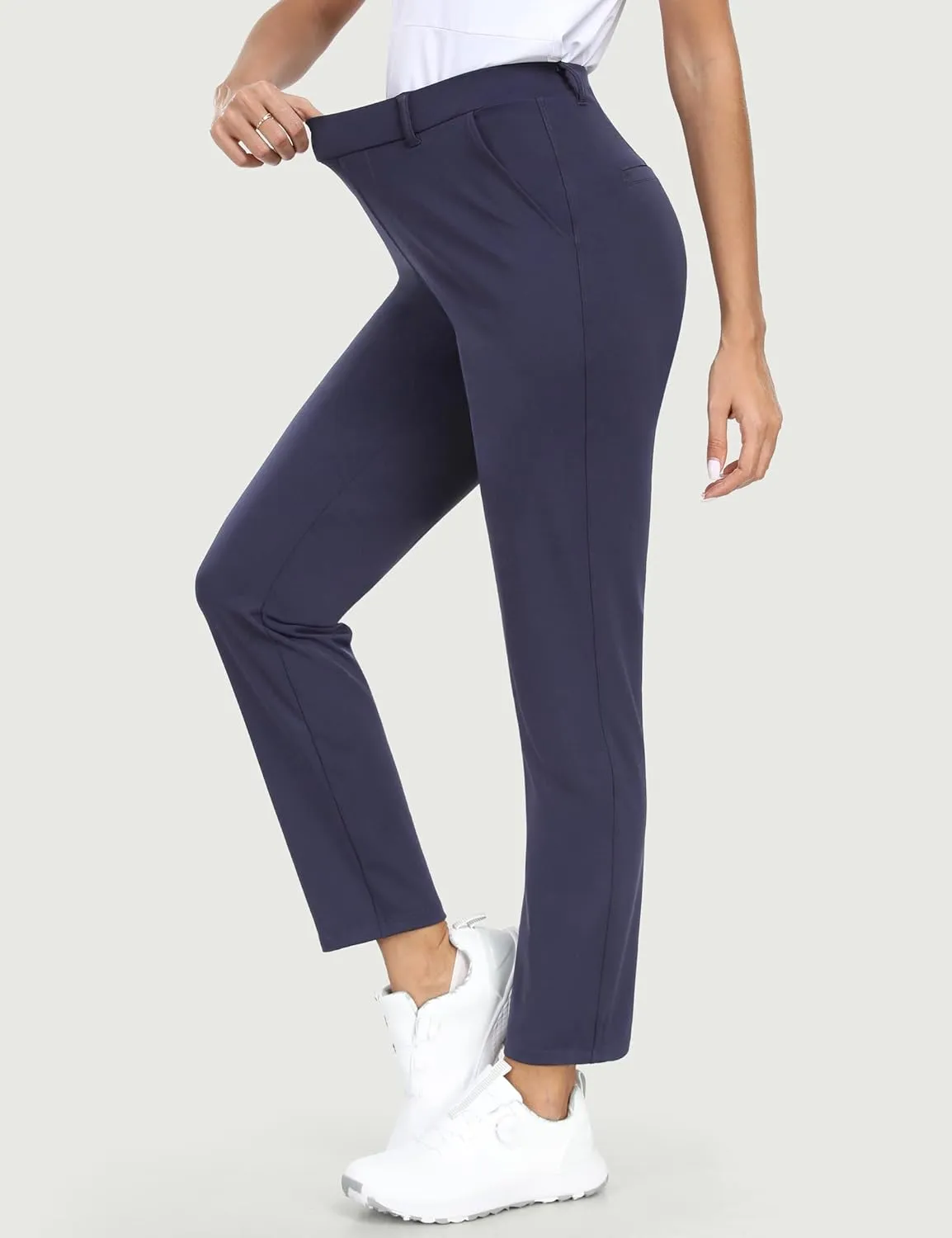 IUGA Stretchy Womens Golf Pants 7/8 Ankle Pull On Athletic Business Casual Travel Dress Pants with Pockets