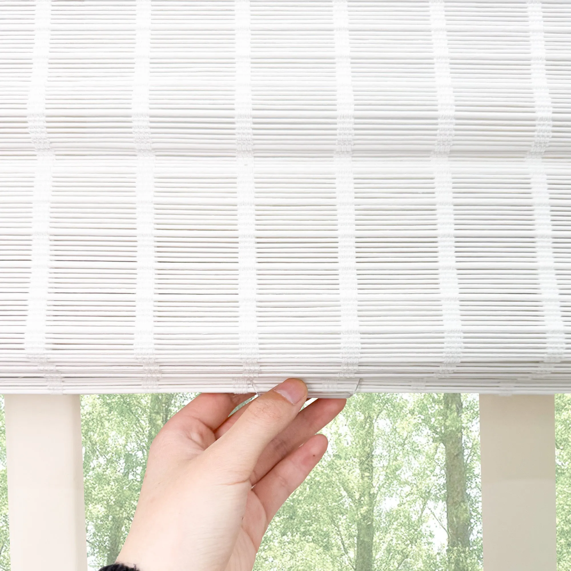 Ivy Woven Bamboo No-Drill Blinds & Shades | Off White