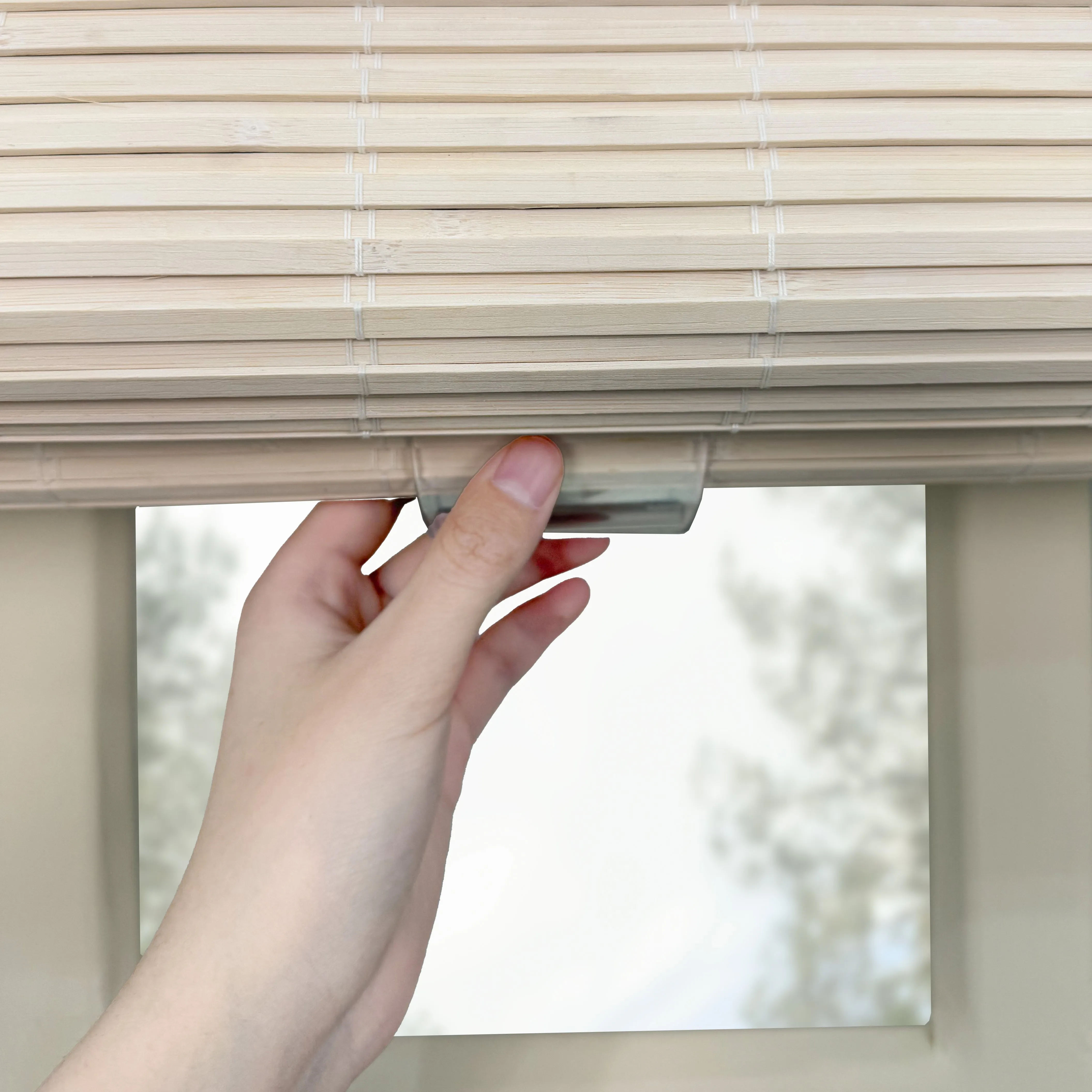Ivy Woven Bamboo No-Drill Blinds & Shades Top Down Bottom Up | Bone White