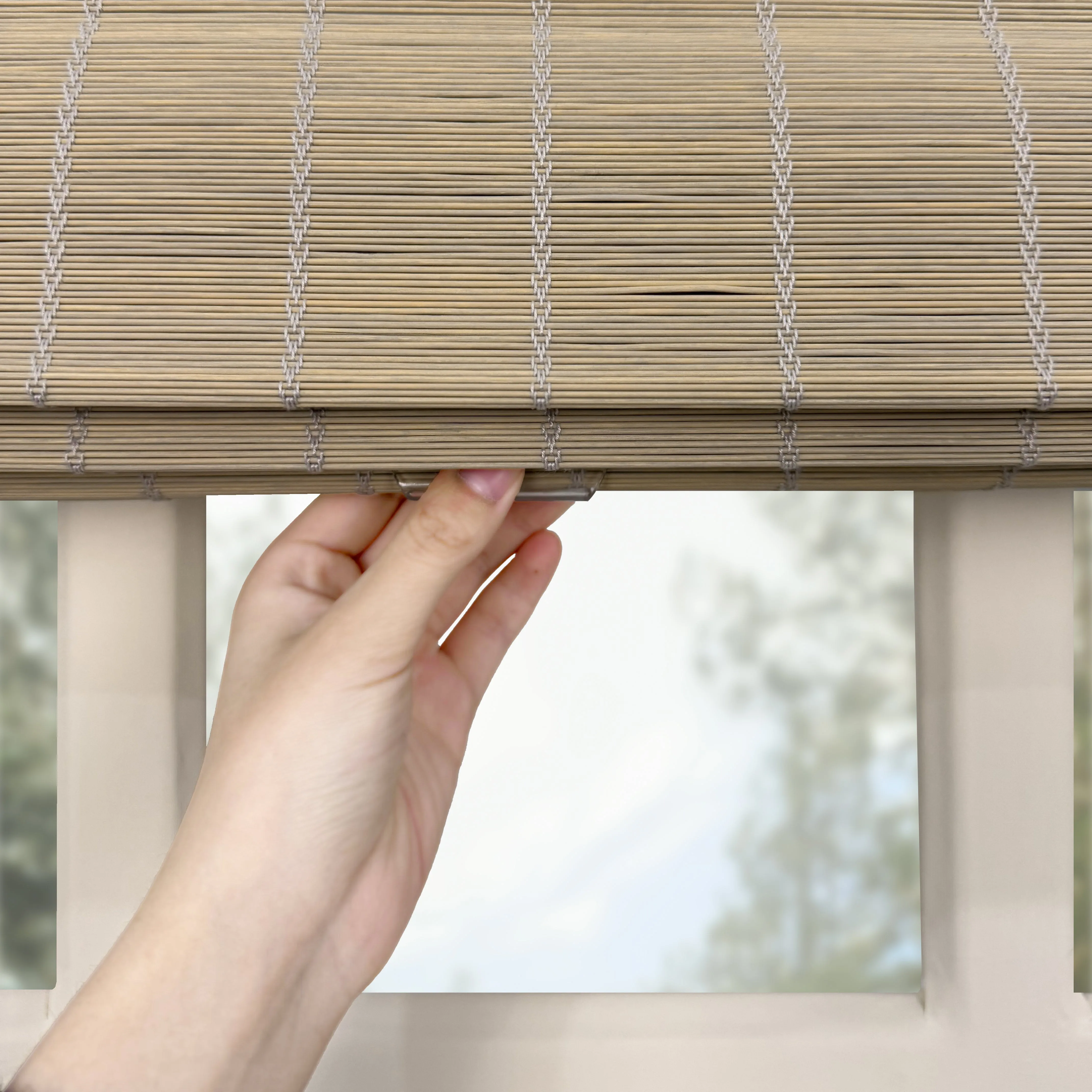 Ivy Woven Bamboo No-Drill Blinds & Shades Top Down Bottom Up | Tawny