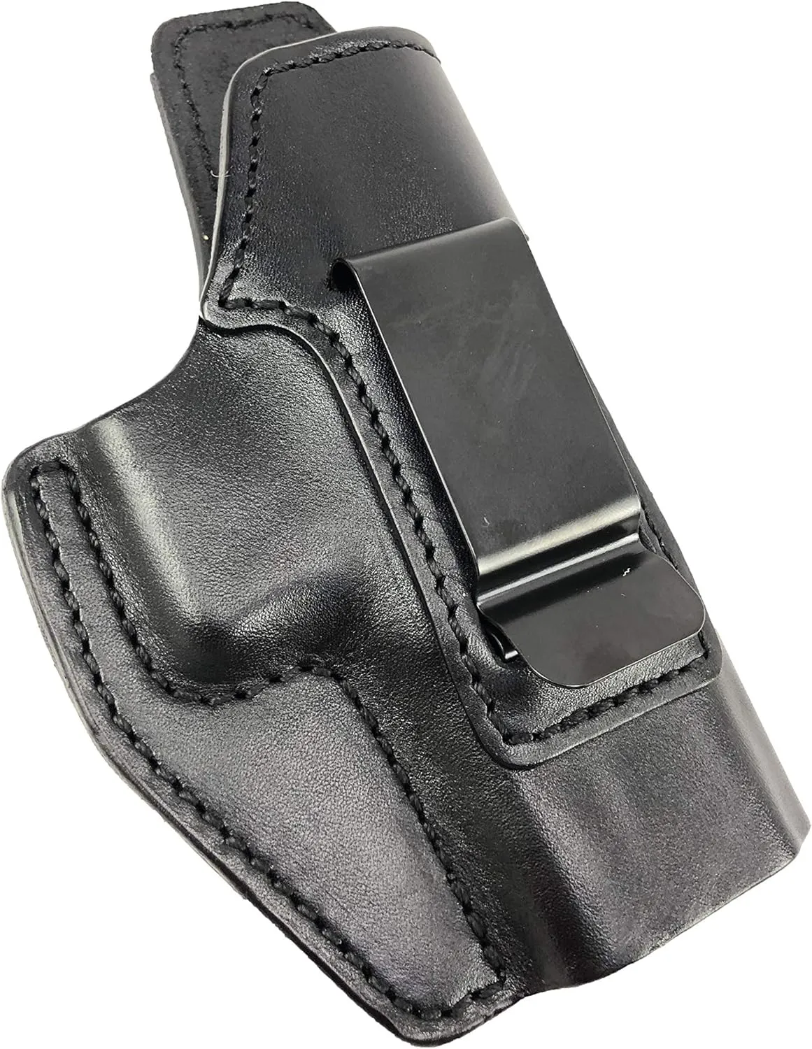 IWB (Inside of Waistband), Genuine Top Grain Leather,Deep Conceal Carry, Open Muzzle, Metal Clip, Black, Right Hand, Fit Glock 19, 23, 32,38