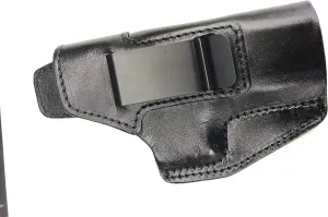 IWB(Inside of Waistband), Full Grain Leather, Conceal Carry, Open Muzzle, Metal Clip,Black, Right Hand, Fit Glock 17