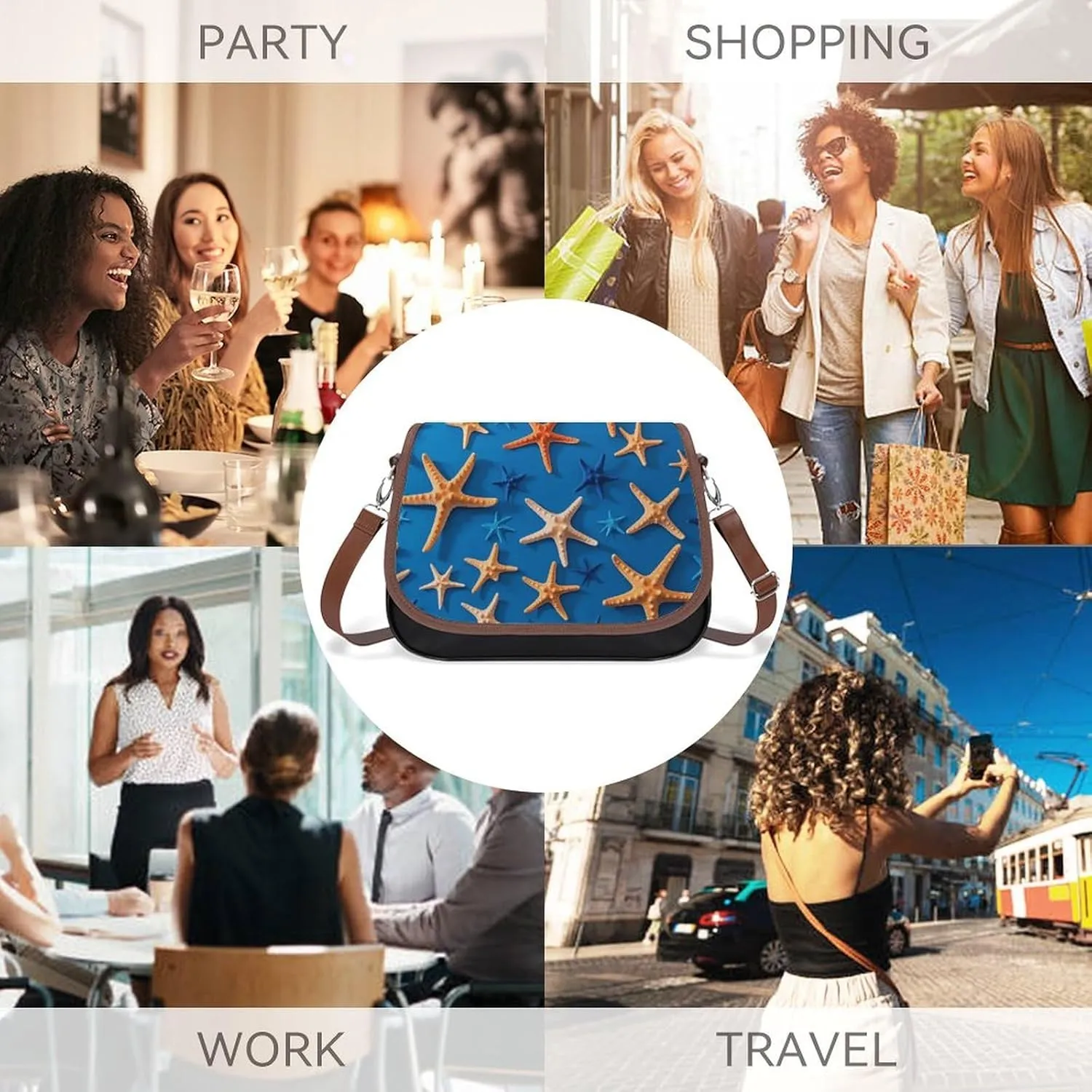 Japanese Sushi Shrimp Crossbody Bags for Women Travel Shoulder Bag Small Leather Cross Body Handbags