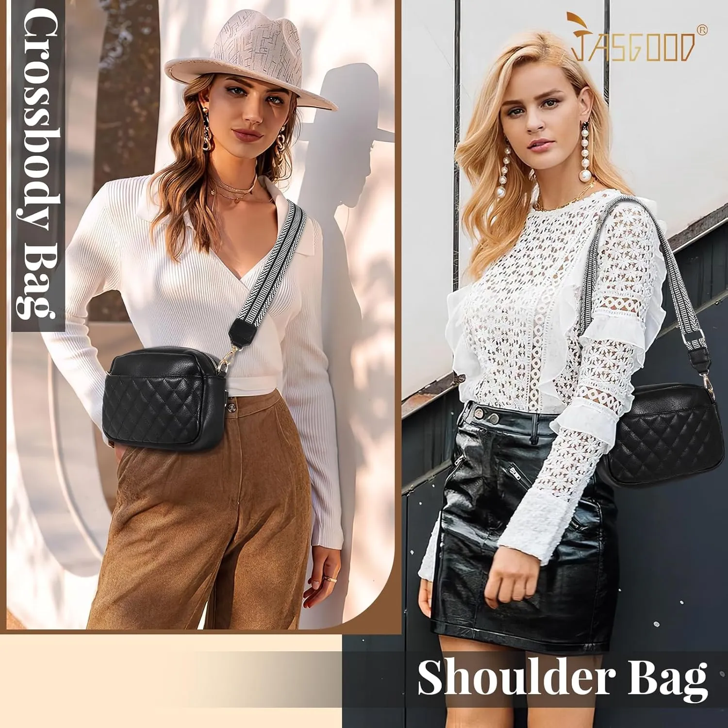 JASGOOD Crossbody Bags for Women, Leather Shoulder Purse and Handbags with Adjustable Strap