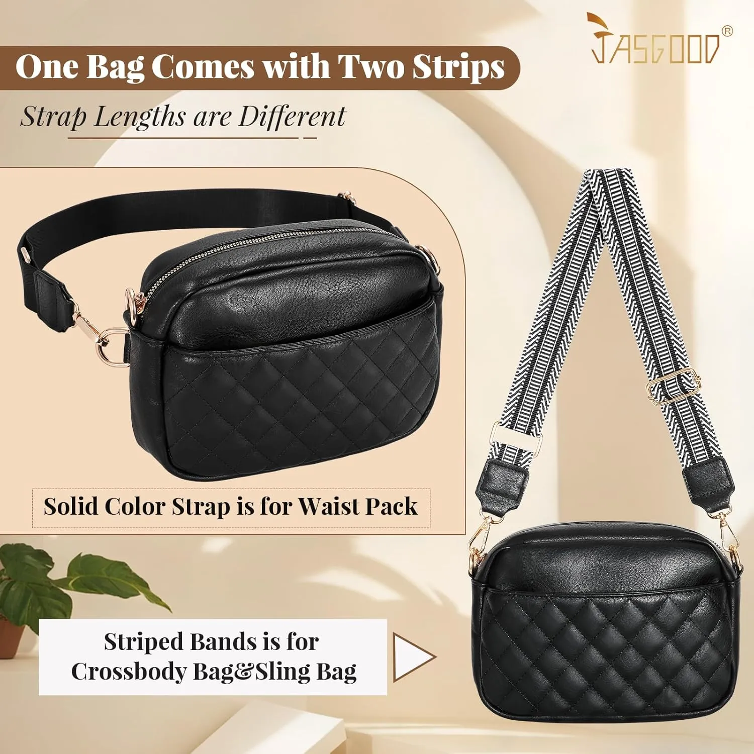 JASGOOD Crossbody Bags for Women, Leather Shoulder Purse and Handbags with Adjustable Strap