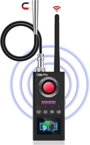 JAXTIN G66 Pro Hidden Camera Detector with AI Auto Scan, Magnetic GPS Tracker, Infrared Camera Finder, LED Display (Medium)